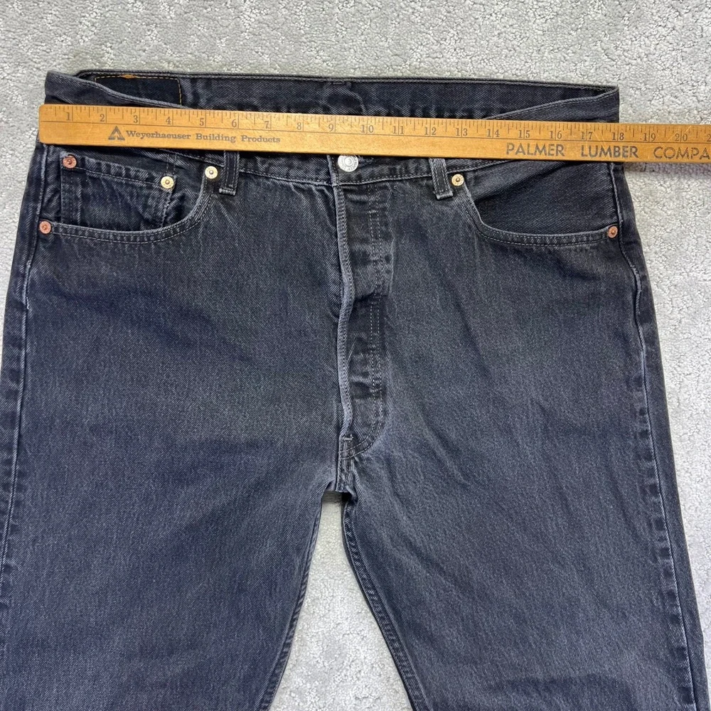VINTAGE 90 Levis 501 Jeans 38x32 Black Straight Leg Button Fly 36x30 Act. Mexico
